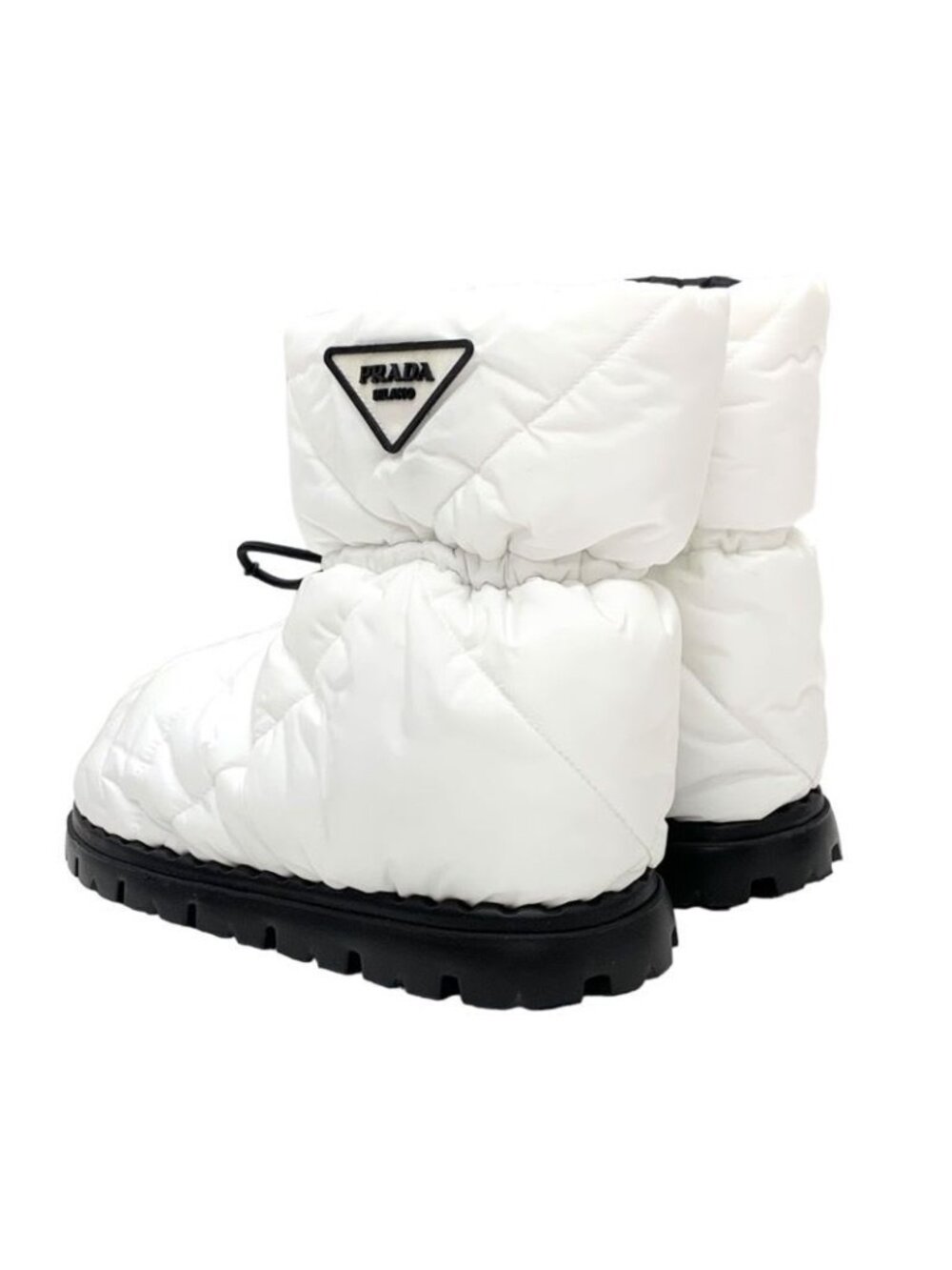 Prada Boots Short Snow Shoes Logo Nylon White - Picture 5 of 11